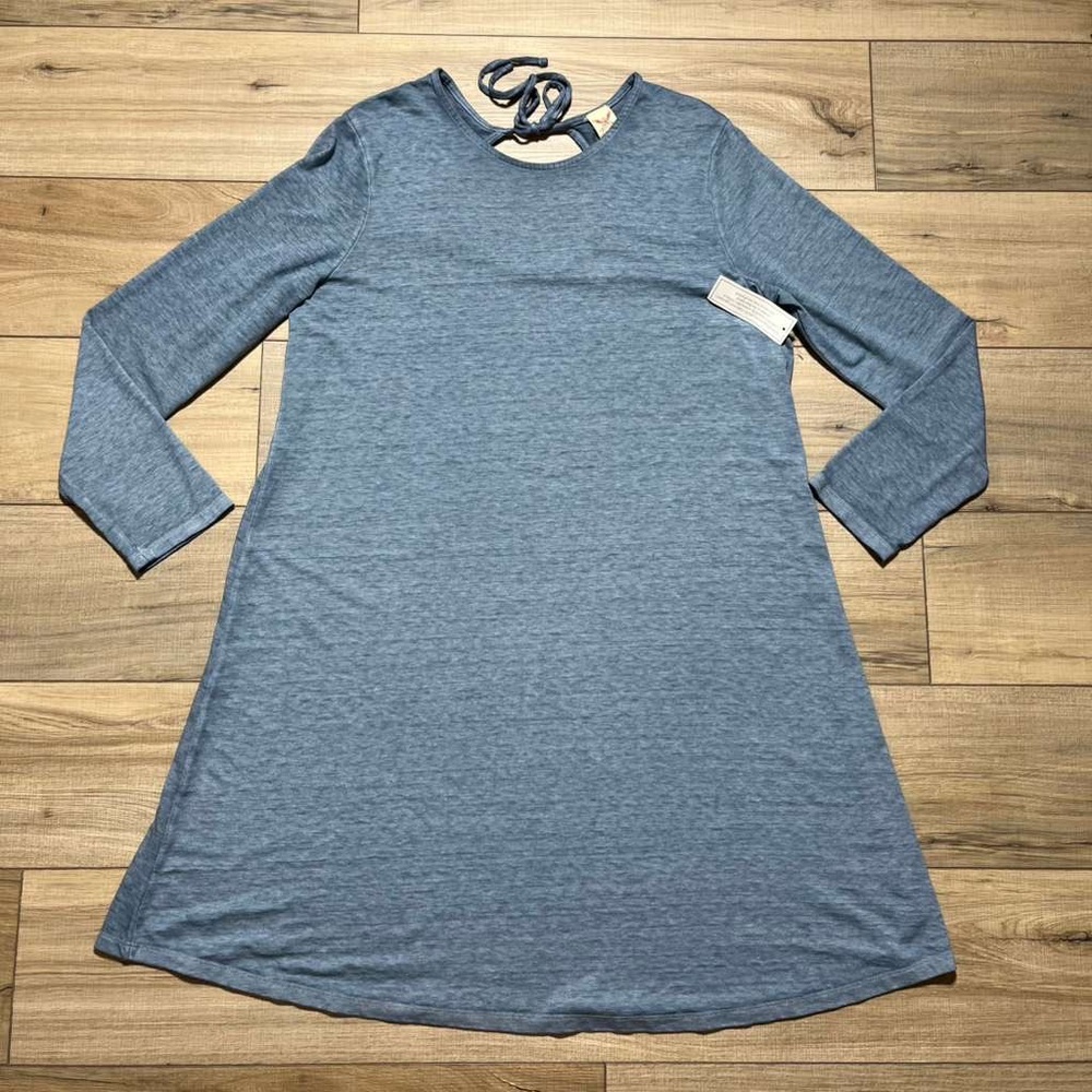 Faded‎ Glory Womens Long Sleeve Swing Midi Dress Size Large Insignia Blue